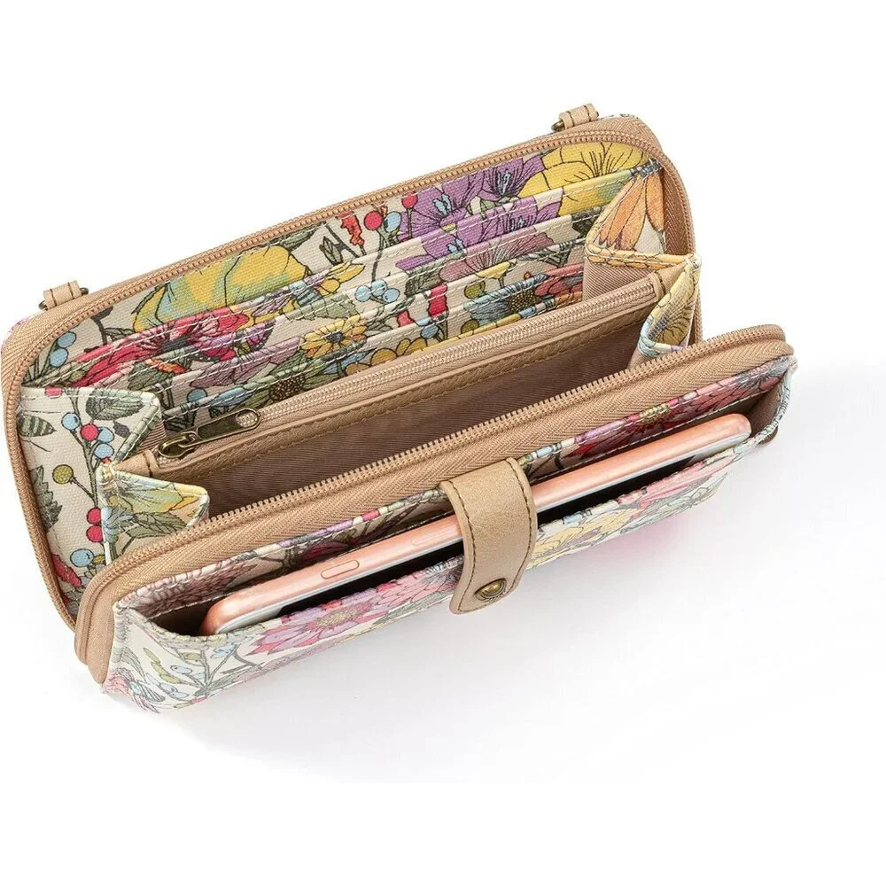 Large Smartphone Crossbody Bag Coated Canvas Women Stylish Organizes Essentials